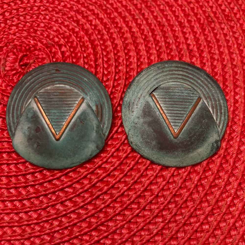 Bundle 5, get 20% off - Vintage Copper & Patina  Earrings with Geometric Design